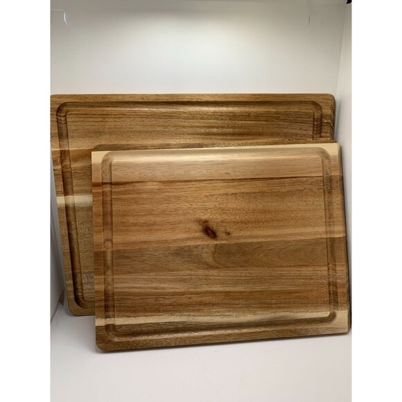 Set Of 2 Large Wooden Cutting Boards 12x14 and 10x12 - Picture 1 of 2